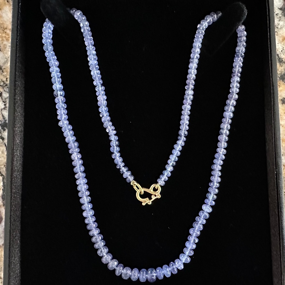 Designer REINSTEIN ROSS 20K - 22K Yellow Gold Smooth Tanzanite Gemstone Necklace